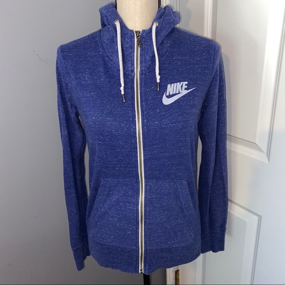 Nike Tops - Nike Heathered Blue Zip Up Hoodie